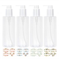 4 Pack 240ml 8oz Empty Clear Plastic Pump B