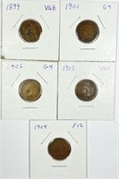 (5) Indian Head Cent Lot 1899,1901,1902,1903,1904