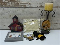Large Bee Candle, Bee Picture Frame & School