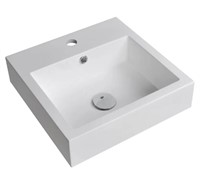 16-inch Polymarble Square Vessel Sink, White