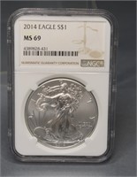 Silver American Eagle 1oz 1 Dollar 2014 NGC MS69,