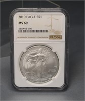 Silver American Eagle 1oz 1 Dollar 2010 NGC MS69,