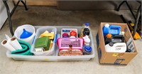 Plastic Tote of Assorted Supplies, Box of