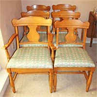 Six Mid Century Maple Dining Chairs