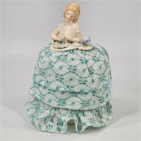 ANTIQUE PORCELAIN HALF DOLL PIN CUSHION