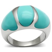 Pretty High Polished Turquoise Epoxy Ring