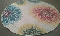 Round Floral Pattern Rug, Approx 71"