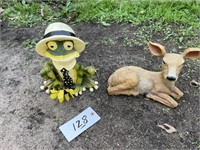 Deer and Frog Lawn Figures