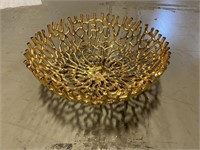 Large Decorative Gold Metal Bowl 20"d MSRP $200