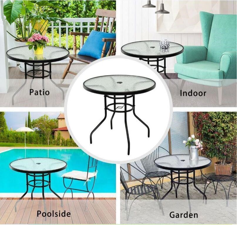 32'' Patio Round Table Tempered Glass