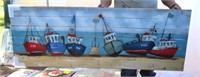 21"x60" Metal and Wood Boat Wall Decor
