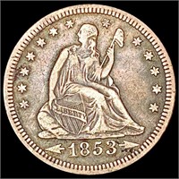 1853 A+R Seated Liberty Quarter LIGHTLY
