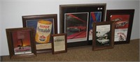 (6) Vintage 1960's car and oil related framed