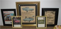 (5) Vintage Chevy related framed advertisements