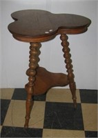 Wood side table with unique clover shaped top and