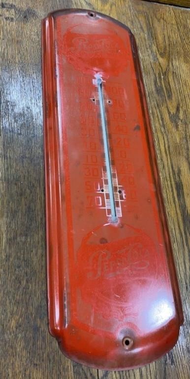 Vtg Metal Pepsi Thermometer