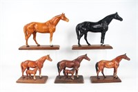 5 Hubley Cast Iron Horse Doorstops / Desk Top