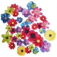 Pack of 72 Wafer Flowers Edible for Cake Toppers D