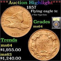 ***Auction Highlight*** 1857 Flying Eagle Cent 1c