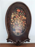 Large Antique Oval Wooden Framed  Floral Art