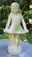 Vintage Little Girl Concrete Garden Statuette
