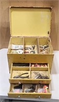 2 Drawer Wooden Fishing Box with Top Compartment