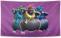 Big Cheese Cartoon Mouse Purple Background 3×5FT