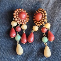 Vintage pair BoHo Clip earrings