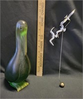 Mid Century Glass Pelican Sculpture