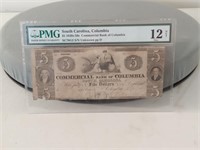 1830's - 50's $5 Commercial Bank of Columbia