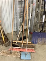 Push brooms and shovel