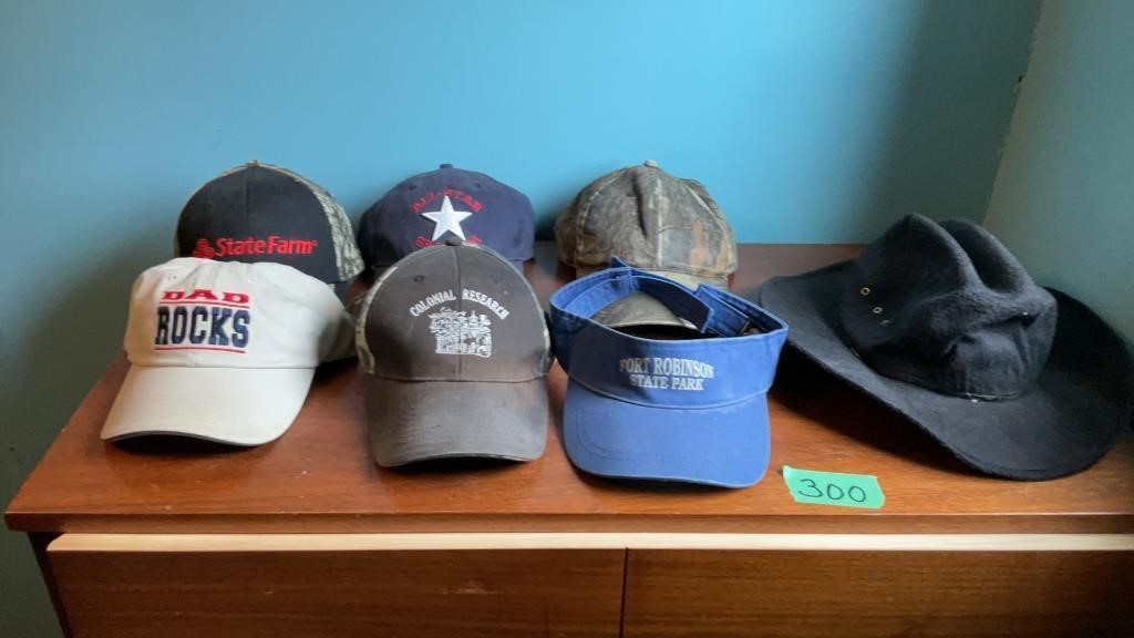 Baseball caps, cowboy hat
