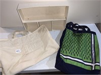 2 TOTE BAGS AND DRAWER ORGANIZER