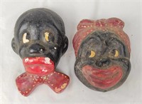 Small Black Americana Chalkware Wall Hangers