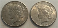 (2) 1922-S Peace Dollars
