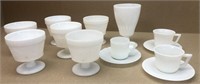 Milk glass incl. dessert cups, & demitasse cups