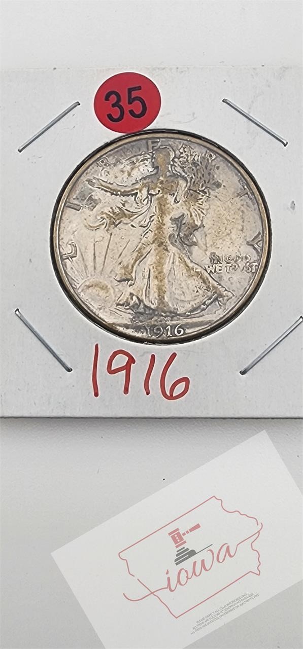 1916 Liberty Walking Half Dollar.