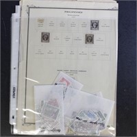 Philippines & Puerto Rico Stamps on pages & some i