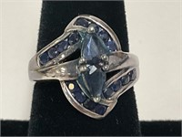 Sterling Blue Stones Ring 5.1gr TW Sz 7