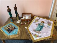 Two African Female Figures, Crib Figures and Two