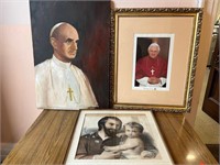 Oil on Canvas Framed Print of Pope Frances and an
