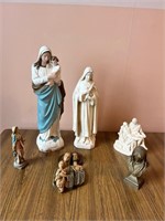 Collection of Religious Statues including St.