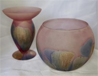 2 Revenue Satin Glass Vases