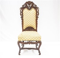 Furniture Antique Carved & Upholstered Chair