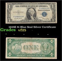 1935E $1 Blue Seal Silver Certificate Grades vf+