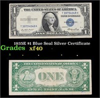 1935E $1 Blue Seal Silver Certificate Grades xf