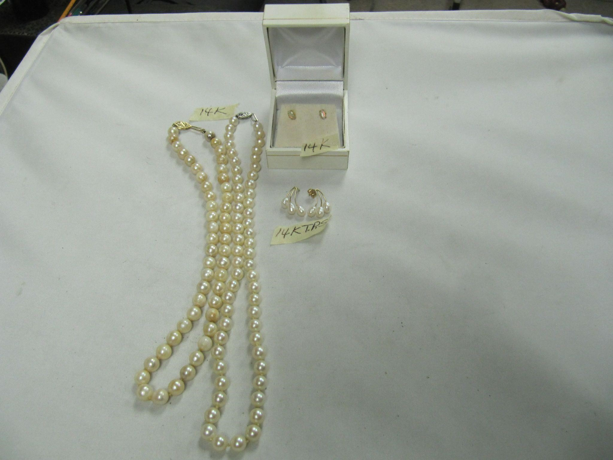 14K PEARLS & EARRINGS