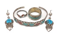 Turquoise, Corral & Sterling Silver Jewelry Suite