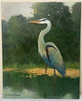 Blue Heron Oil Painting by R. Michael Shannon