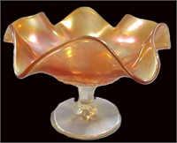 MARIGOLD CARNIVAL GLASS COMPOTE